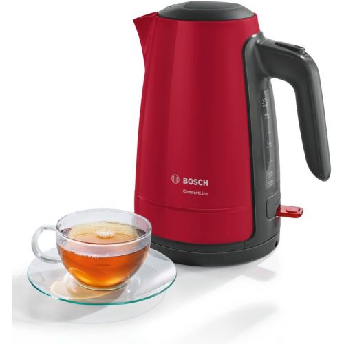  [아마존베스트]Bosch Hausgerate Bosch TWK6A014 ComfortLine Wireless Kettle, 1 Cup Function, Large Opening, Overheating Protection, Removable Limescale Filter, 1.7 L, 2400 W, Red