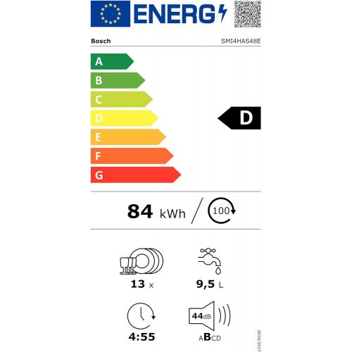  [아마존베스트]: BoschModell: SMI4HAS48EEnergieeffizienzklasse (gem. EU Nr. 65/2014): A++Energieverbrauch im Pro Bosch SMV4HCX48E Series 4 Dishwasher Fully-Fitted