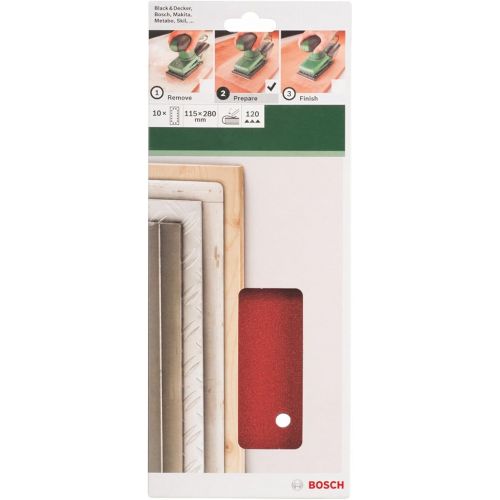  Bosch 2609256B29 Sanding Sheets for Orbital Sanders 115 x 280 cm Number of Holes 14 Grit 120 Pack of 10