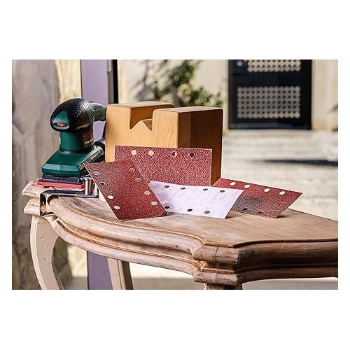  Bosch Home and Garden 2607017097 Sanding Sheet-Set for Orbital Sanders, Red, 93 x 230 mm