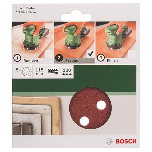  Bosch Home and Garden 2609256A18 5-Piece Sanding Sheet Set for Random Orbit Sanders 115.120