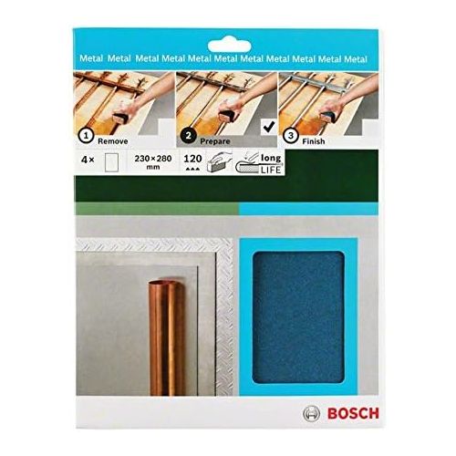  Bosch Home and Garden 2609256C42 Hand Sanding Sheet Metal - Blue, 230 x 280mm, Grit 120