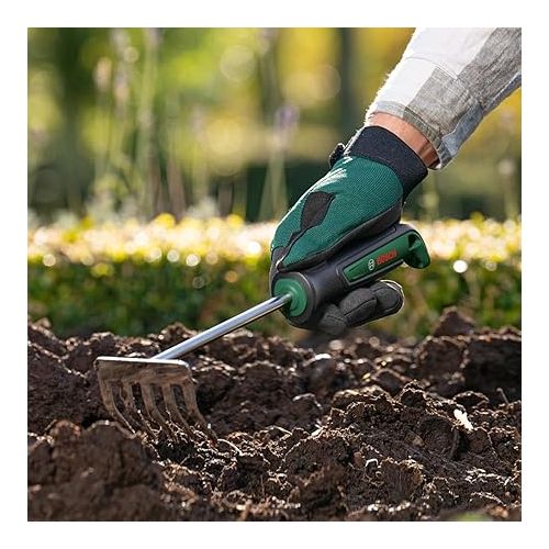  Bosch Garden Hand Tool Hand Rake (for Weeding and Removing Garden Waste, Robust, Stainless Steel, Soft Grip Handle, Ergonomic)