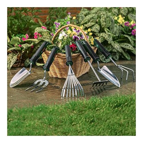  Bosch Garden Hand Tool Hand Rake (for Weeding and Removing Garden Waste, Robust, Stainless Steel, Soft Grip Handle, Ergonomic)