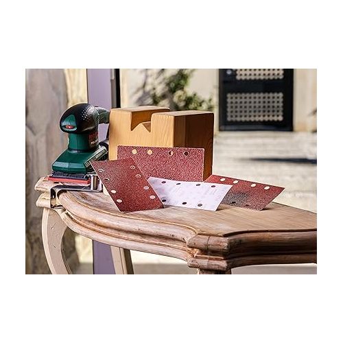  Bosch 2607019499, 25 Sanding Sheet Set for Orbital Sanders, 60-240 Grit, 93x230mm, Red