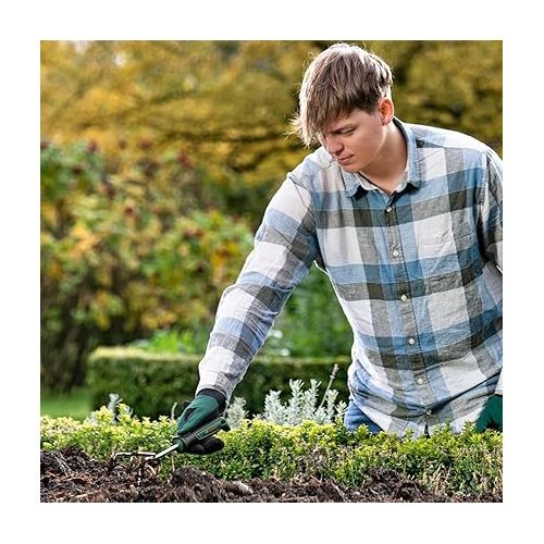  Bosch Garden Hand Tool Garden Cultivator (Hand Cultivator, for Loosening and Airing The Soil in Flowers, Robust, Stainless Steel, Soft Grip, Ergonomic Design)