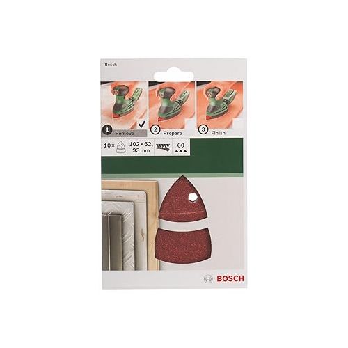  Bosch 2609256A62 Sanding Sheets for Orbital Sanders 102 x 62.93 cm Number of Holes 11 Grit 60 Multi-Purpose Pack of 10