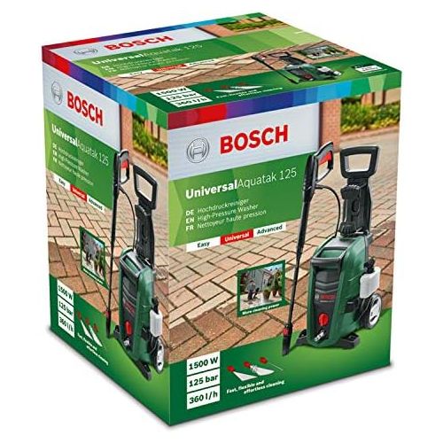  Bosch Home and Garden Bosch Hochdruckreiniger UniversalAquatak 125 (2 x Duese, transparenter Wasserfilter, Hochdruckpistole, 5 m Schlauch, 5 m Kabel, Karton, 1500 Watt, Druck: 125 bar, max. Foerdermenge: