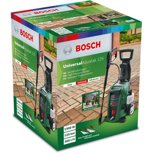 Bosch Home and Garden Bosch Hochdruckreiniger UniversalAquatak 125 (2 x Duese, transparenter Wasserfilter, Hochdruckpistole, 5 m Schlauch, 5 m Kabel, Karton, 1500 Watt, Druck: 125 bar, max. Foerdermenge: