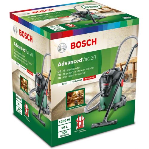  Bosch Home and Garden Bosch Nass- und Trockensauger AdvancedVac 20 (1200 Watt, 20 Liter Behaltervolumen, in Karton)
