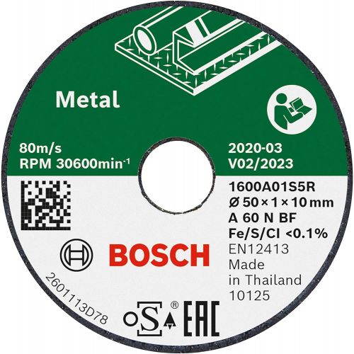  Bosch Home and Garden 1600A01S5Y 3 Cutting Discs (for Metal, Ø 50 mm, Accessories for Bosch Easy Cut&Grind)