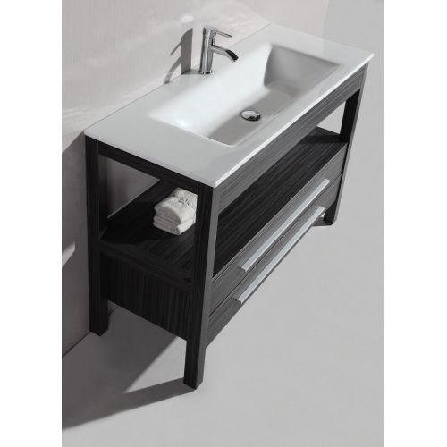  Bosconi Bathroom Vanities A-5243 Contemporary Single Vanity with Stone Countertop and Sink, Soft Closing Drawers, and Matching Medicine Cabinet, 48, Charcoal Grey