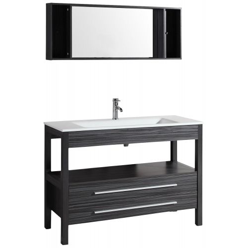  Bosconi Bathroom Vanities A-5243 Contemporary Single Vanity with Stone Countertop and Sink, Soft Closing Drawers, and Matching Medicine Cabinet, 48, Charcoal Grey