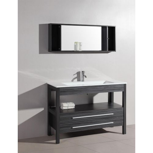  Bosconi Bathroom Vanities A-5243 Contemporary Single Vanity with Stone Countertop and Sink, Soft Closing Drawers, and Matching Medicine Cabinet, 48, Charcoal Grey