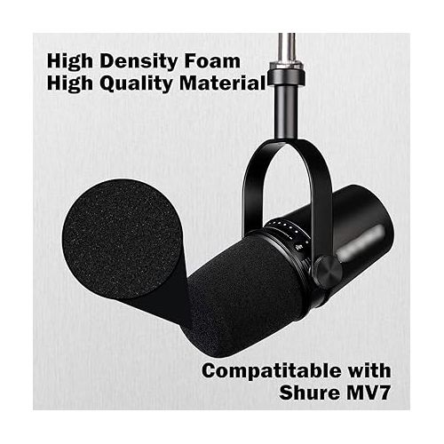 보스 Microphone Foam Windscreen for Shure MV7, Mic Cover Microphone Windscreen for MV7 Professional Mic Foam for Recording, 3PCS