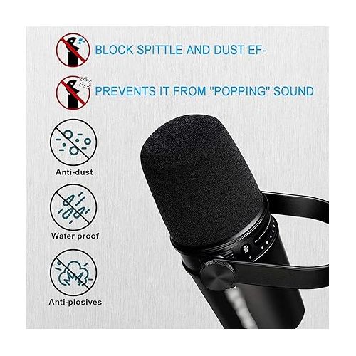 보스 Microphone Foam Windscreen for Shure MV7, Mic Cover Microphone Windscreen for MV7 Professional Mic Foam for Recording, 3PCS