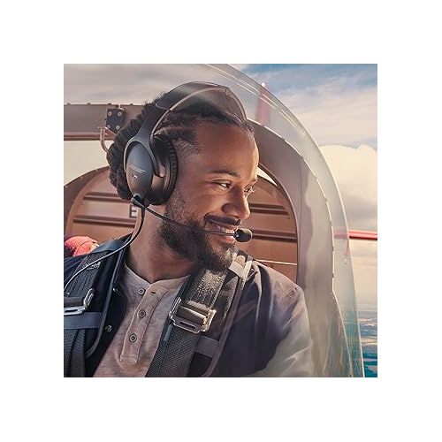 보스 Bose A30 Aviation Headset, Noise Cancelling Pilot Headset with Adjustable ANR, Bluetooth and Lightweight Comfortable Design, Dual Plug, Black