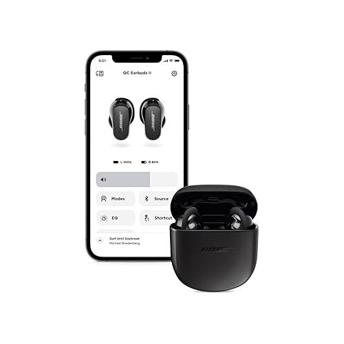보스 Bose QuietComfort Earbuds II, Wireless, Bluetooth, Proprietary Active Noise Cancelling Technology In-Ear Headphones with Personalized Noise Cancellation & Sound, Triple Black