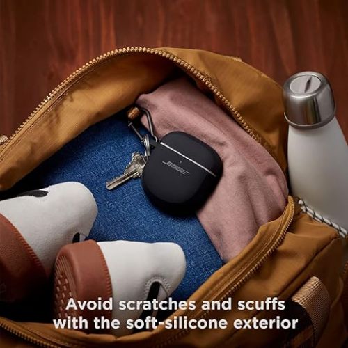 보스 Bose Case Cover for QuietComfort Earbuds II, Protective Silicone Exterior, with Aluminum Carabiner for Convenient Carrying, Triple Black