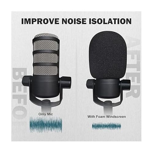 보스 Pop Filter Foam Mic Cover Compatible with Rode PodMic NT1-A NT-USB NT2-A Procaster Podcaster Microphones Effectively Reduce Noise (2 Packs)