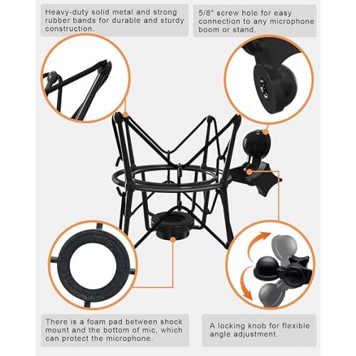 보스 Microphone Shock Mount Mic Holder - Anti Vibration Spider Shockmount Compatible with Many Condenser Mics Like AT2020 MXL 770 MXL 990 Samson G Track Pro Rode Procaster NT1-A Neumann U87 etc.