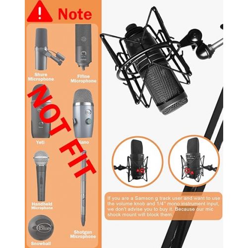 보스 Microphone Shock Mount Mic Holder - Anti Vibration Spider Shockmount Compatible with Many Condenser Mics Like AT2020 MXL 770 MXL 990 Samson G Track Pro Rode Procaster NT1-A Neumann U87 etc.