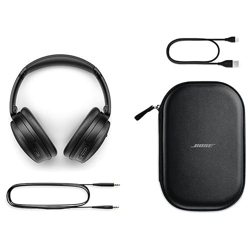 보스 Bose QuietComfort Wireless Noise Cancelling Headphones, Bluetooth Over Ear Headphones with Up to 24 Hours of Battery Life, Black (Renewed)