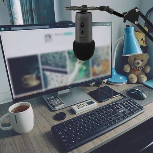 보스 Boseen Shock Mount Compatible With Blue Yeti, Blue Yeti Pro and Blue Snowball Microphones, Eliminates Noises and Vibration Black/Champagne