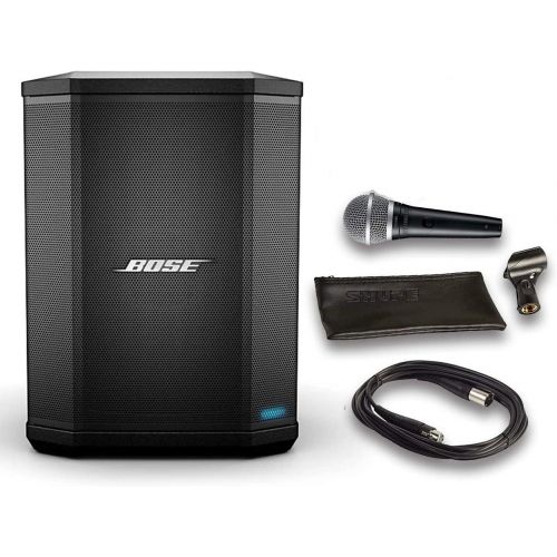 보스 Bose S1 Pro Bluetooth Speaker System Bundle with Battery, Bose S1 Pro Backpack, Shure PGA48 Microphone, 15ft XLR Audio Cable (7 Items)