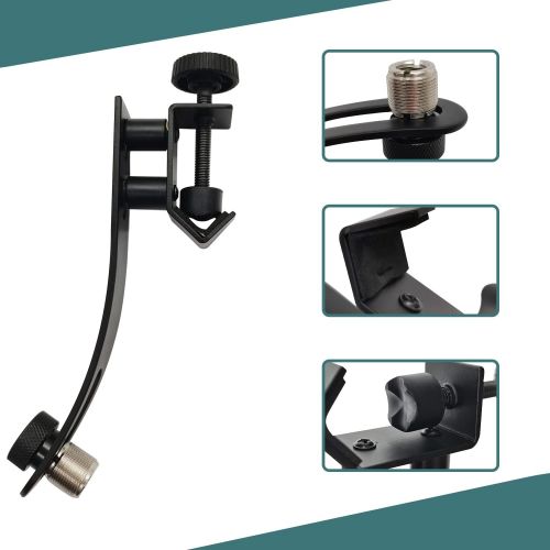 보스 Boseen Drum Microphone Shockproof Clip Rim Mount Holder Metal Universal Tom Mic Set Clamp Adjustable(Pack of 3)