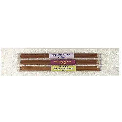 보스 인센스스틱 Bosen Incense 3 Tubes Tibetan Incense Pack#1 - [Shangrila Incense+Blessing Incense+Top Grade Tibetan Sandalwood] - 8 Stick Incense - 100% Natural -TItube101