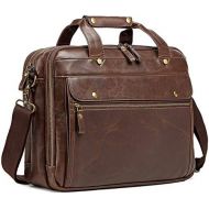 [아마존 핫딜] [아마존핫딜]Bosidu Leather Briefcase for Men ComputerBag Laptop Bag Waterproof Retro Business Travel Messenger Bag for Men Large Tote 15.6 Inch Brown