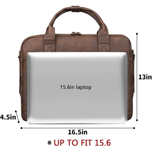  [아마존베스트]Bosidu Leather Briefcases for Men Laptop Briefcase 15.6 Inch Travel Business Messenger Bag for Men Computer Bag Retro Waterproof Brown,Perfect Fathers Day Gifts for Dad/Gifts For Husband