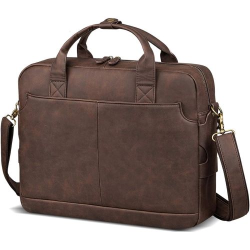  [아마존베스트]Bosidu Leather Briefcases for Men Laptop Briefcase 15.6 Inch Travel Business Messenger Bag for Men Computer Bag Retro Waterproof Brown,Perfect Fathers Day Gifts for Dad/Gifts For Husband