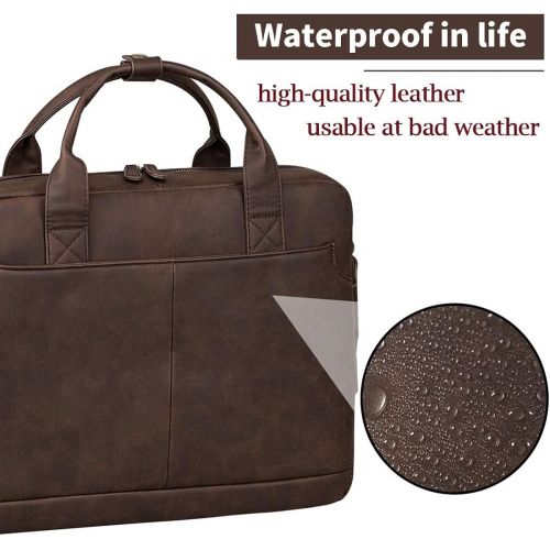  [아마존베스트]Bosidu Leather Briefcases for Men Laptop Briefcase 15.6 Inch Travel Business Messenger Bag for Men Computer Bag Retro Waterproof Brown,Perfect Fathers Day Gifts for Dad/Gifts For Husband