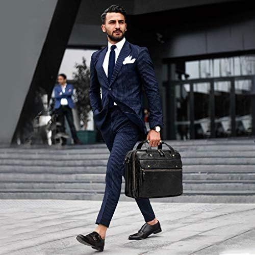  [아마존베스트]Bosidu Leather Briefcase for Men Laptop Bag 15.6 Inch Large Waterproof Retro Business Travel Messenger Bag,Perfect Perfect Fathers Day Gifts for Dad/Gifts For Husband (Black)