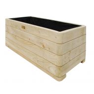 Bosmere PLLY100 Rowlinson Marberry Rectangular Wooden Planter with Liner, Natural Timber Finish