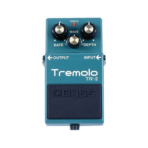  Boss},description:The classic Boss TR-2 Tremolo Pedal creates real vintage tremolo guitar sounds and variations. Built-in wave knob lets you alter the LFO waveform from triangle to