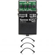 Boss RE-2 Space Echo Delay and Reverb Effects Pedal with 3 Patch Cables