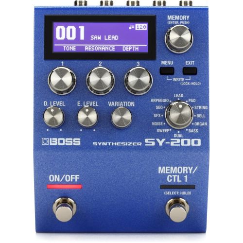  Boss SY-200 Guitar Synthesizer Pedal with 3 Patch Cables