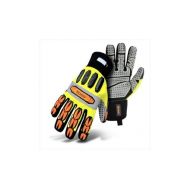 Boss Large Miner Gloves in High Visibility with Yellow Bk - Pack of 6