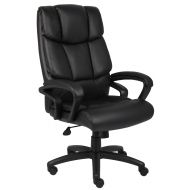 Boss Office Products B8701 High Back No Tools Required Top Grain Leather Chair in Black