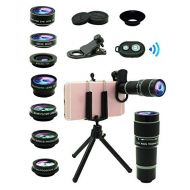 Bostionye Cell Phone Camera Lens Kit,11 in 1 Universal 20x Zoom Telephoto Lens,0.63Wide Angle+15X Macro+198°Fisheye+2X Telephoto+Kaleidoscope+CPL/Starlight/Eyemask/Tripod/Remote Shutter,for