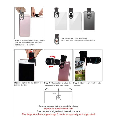  Bostionye Cell Phone Camera Lens Kit,11 in 1 Universal 20x Zoom Telephoto Lens,0.63Wide Angle+15X Macro+198°Fisheye+2X Telephoto+Kaleidoscope+CPLStarlightEyemaskTripodRemote Shutter,for