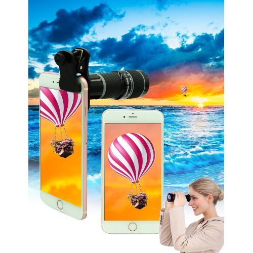  Bostionye Cell Phone Camera Lens Kit,11 in 1 Universal 20x Zoom Telephoto Lens,0.63Wide Angle+15X Macro+198°Fisheye+2X Telephoto+Kaleidoscope+CPLStarlightEyemaskTripodRemote Shutter,for