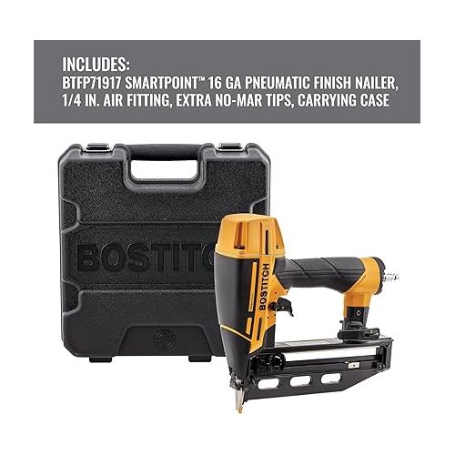  BOSTITCH Finish Nailer Kit, 16GA, Smart Point, Pneumatic (BTFP71917)