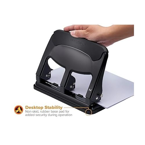  Bostitch Office EZ Squeeze 40 Sheet 3-Hole Punch, Heavy Duty, Black