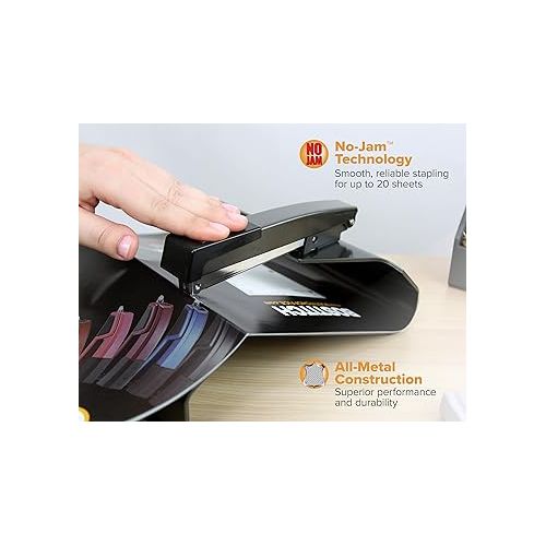  Bostitch Office No-Jam Booklet Stapler, 20 Sheets, No-Jam Technology, Black (B440SB)