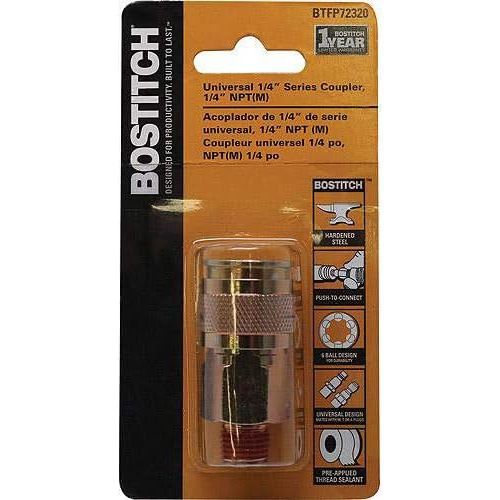  Bostitch BTFP72320 Universal 1/4-Inch Series Coupler - Push-To-Connect - 1/4-Inch NPT Male Thread