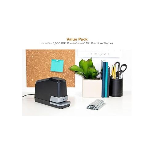  Bostitch Office Impulse Heavy Duty Electric Stapler Value Pack, 45 Sheet Capacity, Includes 5,000 Staples & Staple Remover, No-Jam, Faster Stapling, Black